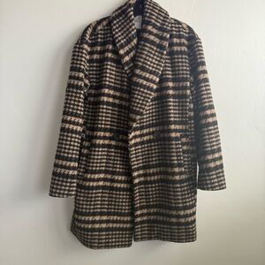 Avec Les Filles houndstooth coat black and tan -XS